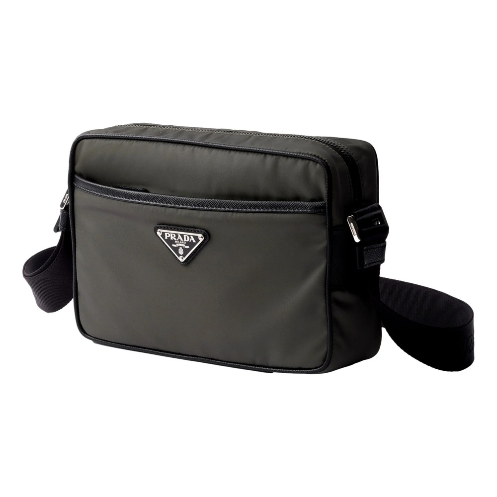 Prada Re-Nylon Saffiano Leather Camera Crossbody Zip Bag in